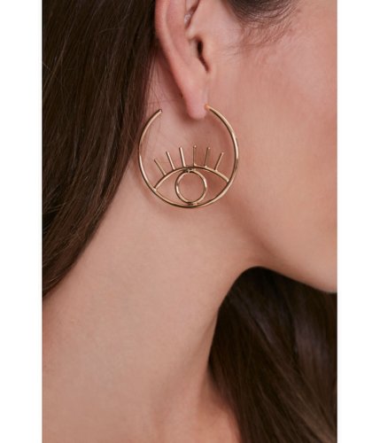Bijuterii femei forever21 eye hoop earrings gold