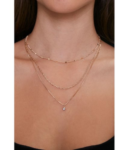 Bijuterii femei forever21 faux gem layered necklace goldclear
