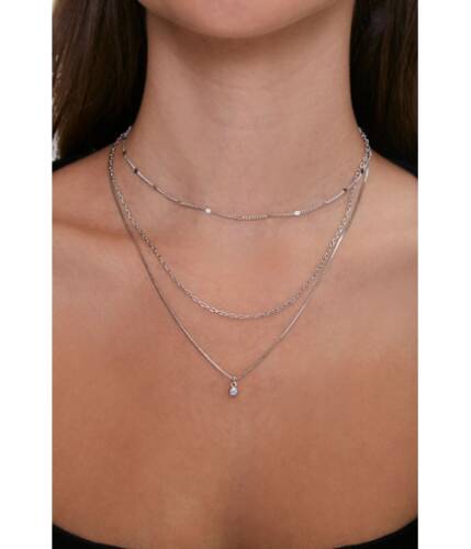 Bijuterii femei forever21 faux gem layered necklace silverclear