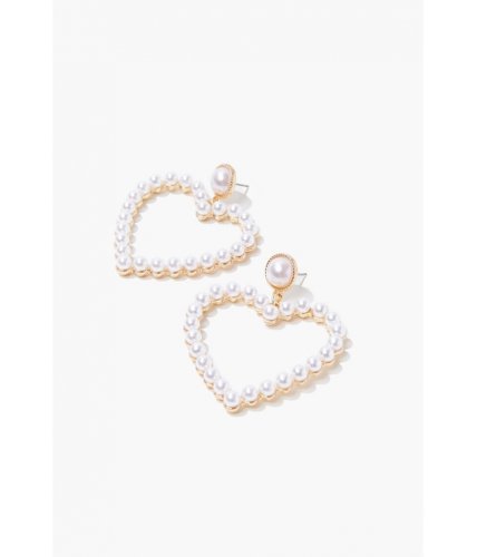 Bijuterii femei forever21 faux pearl heart earrings creamgold