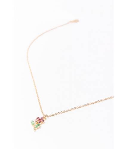 Bijuterii femei forever21 floral charm necklace goldpink