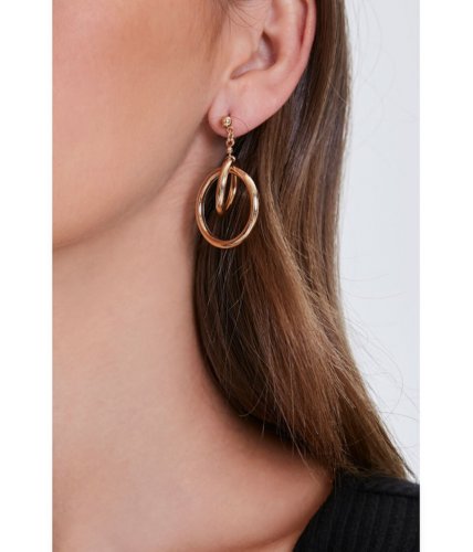 Bijuterii femei forever21 interlinked drop-hoop earrings gold