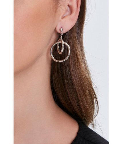 Bijuterii femei forever21 interlinked drop-hoop earrings silver