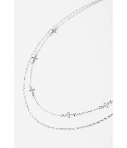 Bijuterii femei forever21 layered cross necklace silver