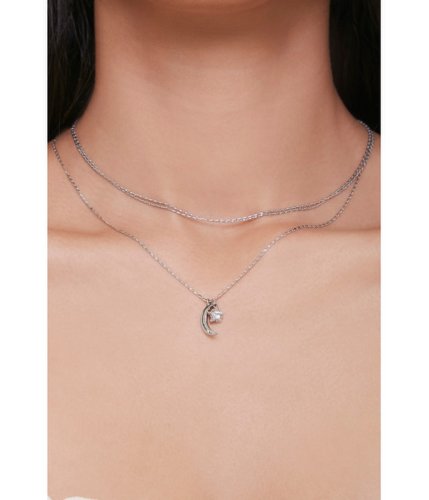 Bijuterii femei forever21 layered moon necklace grey