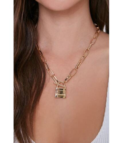 Bijuterii femei forever21 lock pendant anchor chain necklace gold