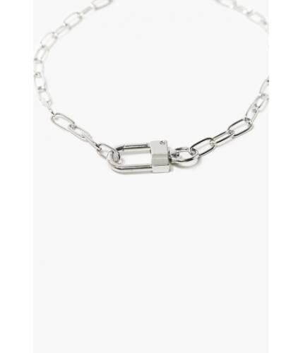 Bijuterii femei forever21 lock pendant chain necklace silver