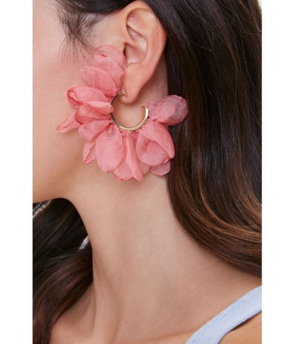 Bijuterii femei forever21 petal open-ended hoop earrings blush