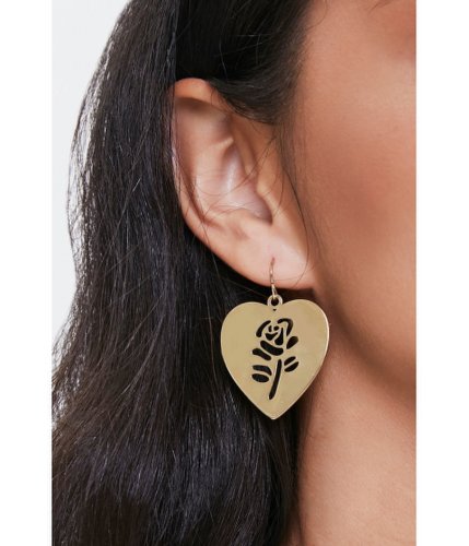Bijuterii femei forever21 rose cutout heart earrings gold