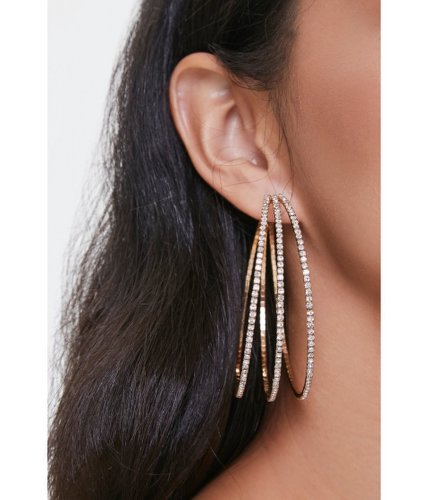 Bijuterii femei forever21 triple-hoop rhinestone earrings gold