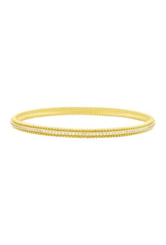 Bijuterii femei freida rothman 14k yellow gold plated sterling silver pave cz bangle bracelet gold