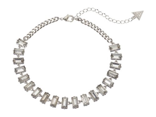 Bijuterii femei guess baguette stone collar necklace silver