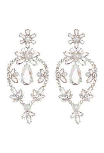 Bijuterii femei kate spade new york flora crystal faux pearl statement earrings clearslvr