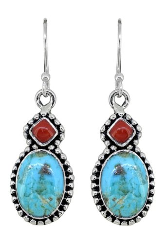 Bijuterii femei nitya sterling silver blue mohave turquoise red coral earrings blue