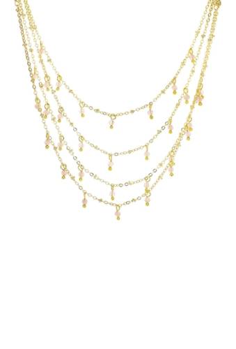 Bijuterii femei panacea crystal drops triple row necklace blush