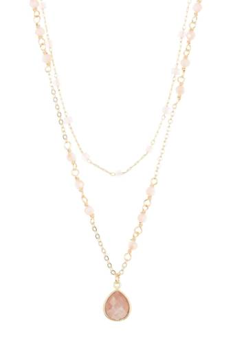 Bijuterii femei panacea layered crystal chain stone pendant necklace pink
