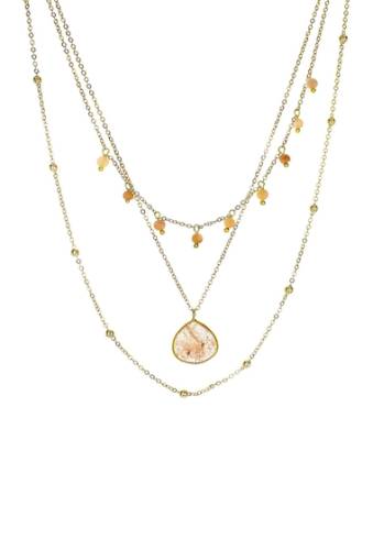 Bijuterii femei panacea peach moonstone crystal layered necklace peach