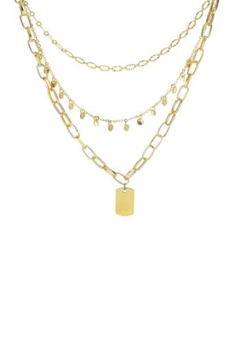 Bijuterii femei panacea triple row chain necklace gold