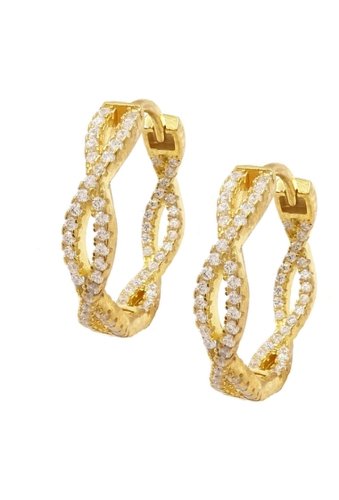 Bijuterii femei savvy cie 18k gold vermeil cz braided hoop earrings no color