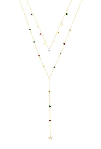 Bijuterii femei savvy cie 18k gold vermeil multicolor cubic zirconia layered drop necklace multi