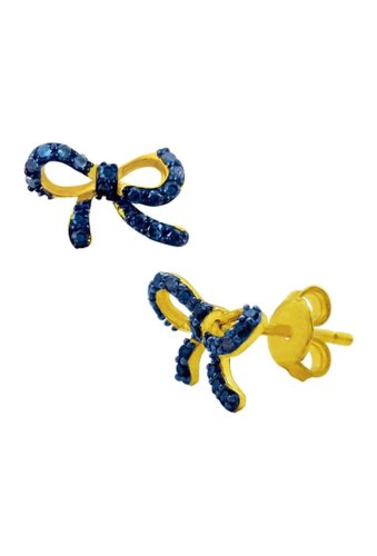 Bijuterii femei savvy cie 18k yellow gold blue diamond bow earrings - 025 ctw blue