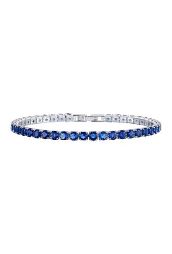 Bijuterii femei savvy cie rhodium plated lab created sapphire tennis bracelet blue