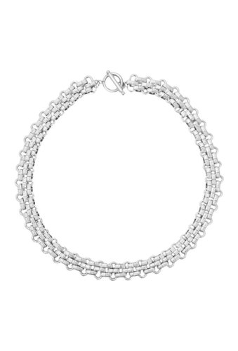 Bijuterii femei savvy cie rhodium plated panther link toggle necklace white