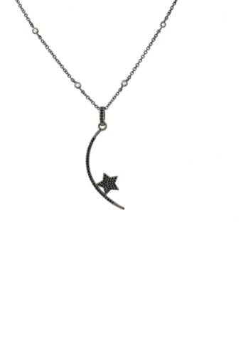 Bijuterii femei savvy cie sterling silver spinel star crescent moon pendant necklace black
