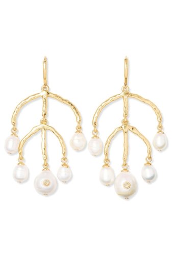 Bijuterii femei sole society freshwater pearl accent branched drop earrings gold 01
