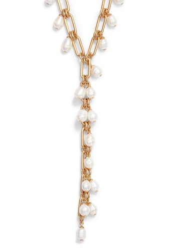 Bijuterii femei sole society freshwater pearl drop y-necklace gold 01