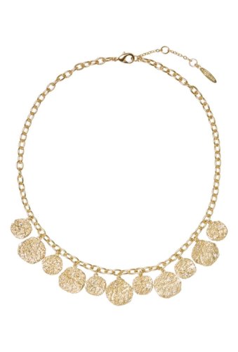 Bijuterii femei sole society textured disc charm bib necklace gold 01