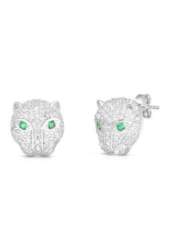 Bijuterii femei sphera milano 14k white gold plated sterling silver pave cz panther stud earrings whitewhite gold
