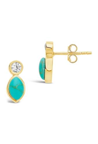 Bijuterii femei sterling forever 14k yellow gold vermeil cz simulated turquoise stud earrings gold