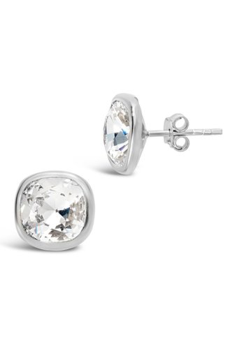 Bijuterii femei sterling forever sterling silver cushion cut cubic zirconia stud earrings silver