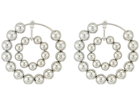 Bijuterii femei steve madden multi beaded double hoop post earrings silver