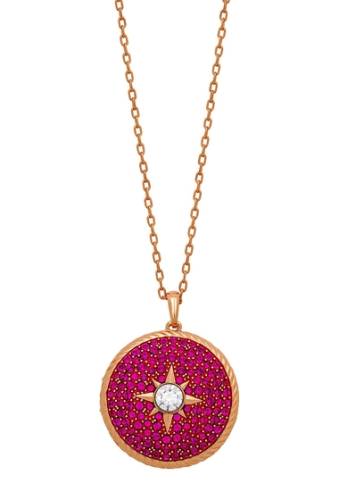 Bijuterii femei swarovski 18k rose gold plated pave crystal circle locket pendant necklace pink