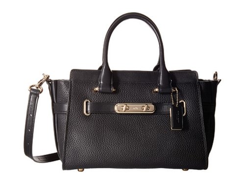Genti femei coach coach swagger carryall 27 in pebble leather liblack