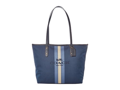 Genti femei coach horse and carriage jacquard city tote bluemidnight navygold