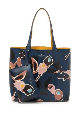 Genti femei kate spade new york abstract print reversible leather tote blue multi
