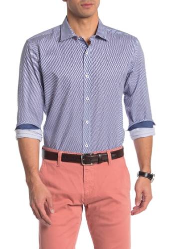 Imbracaminte barbati bugatchi shaped fit long sleeve button-down shirt navy
