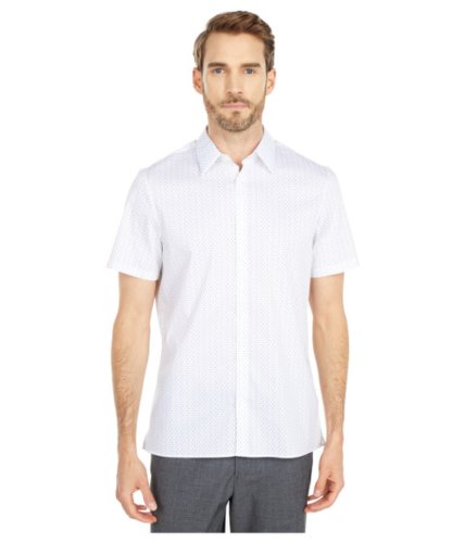 Imbracaminte barbati calvin klein short sleeve stretch cotton button-down shirt brilliant white