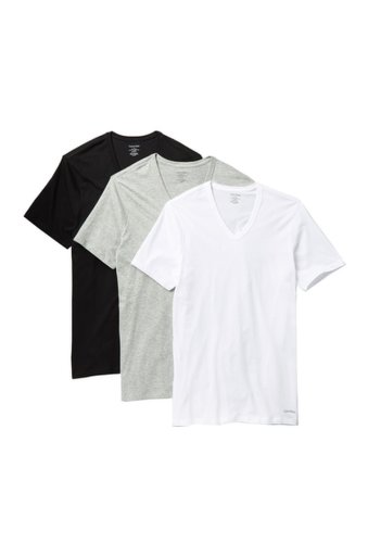 Imbracaminte barbati calvin klein short sleeve v-neck trim fit t-shirt - pack of 3 mp1 1gr hthr 1w