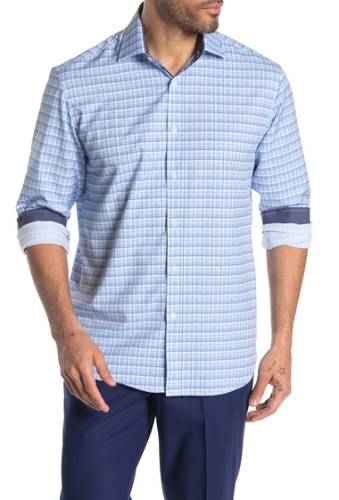 Imbracaminte barbati construct check long sleeve 4-way stretch slim fit shirt blue