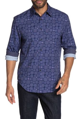 Imbracaminte barbati construct slim fit geo print 4 way stretch long sleeve shirt navypurple