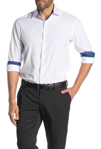 Imbracaminte barbati construct solid long sleeve 4-way stretch slim fit shirt white