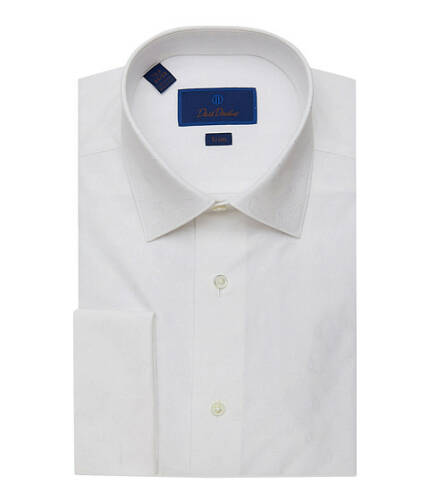 Imbracaminte barbati david donahue trim fit paisley formal shirt white