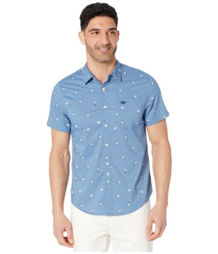 Imbracaminte barbati dockers supreme flex short sleeve button-down shirt paper planes blue