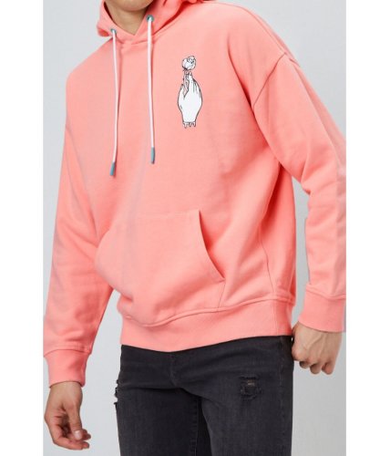 Imbracaminte barbati forever21 french terry rose graphic hoodie pinkwhite