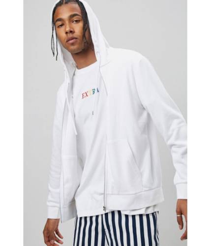Imbracaminte barbati forever21 french terry zip-up hoodie white