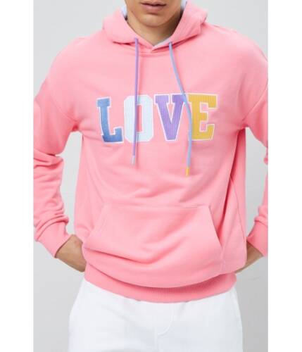 Imbracaminte barbati forever21 love graphic drawstring hoodie pinkmulti